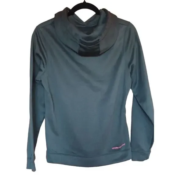 UNDER ARMOUR Sweatshirt Women's Medium Cold Gear Hoodie, Green, Camo Pouch Logo - Picture 5 of 6